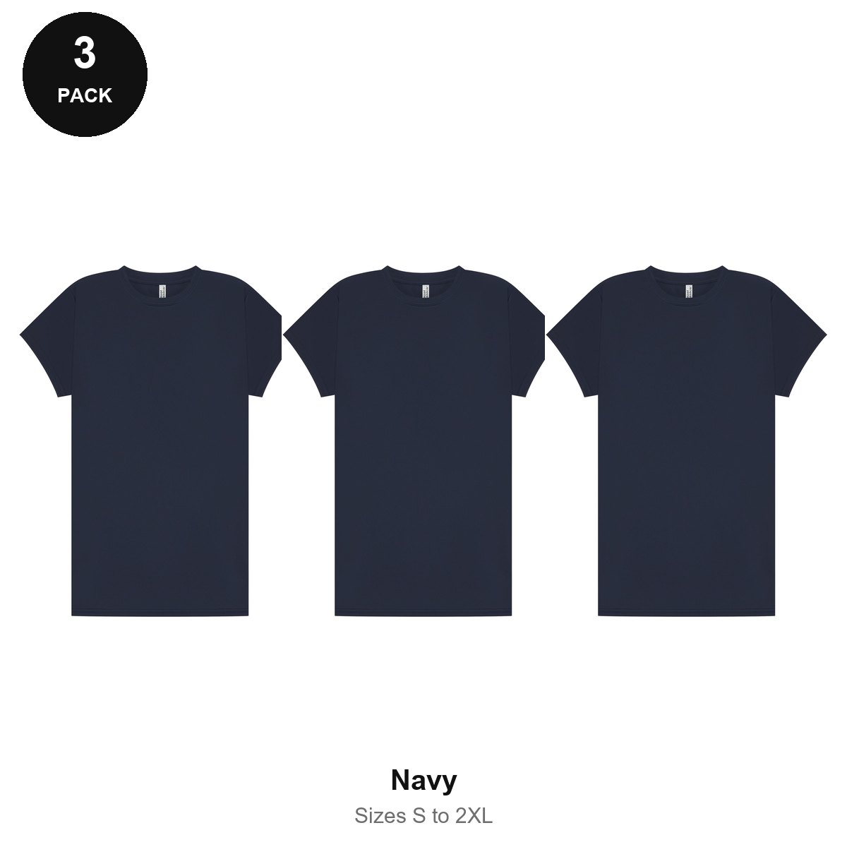 Ladies Gym Tech T-Shirts 3 Pack - 100% polyester 140gsm, Sizes S-2XL, Gym & Sports - Navy