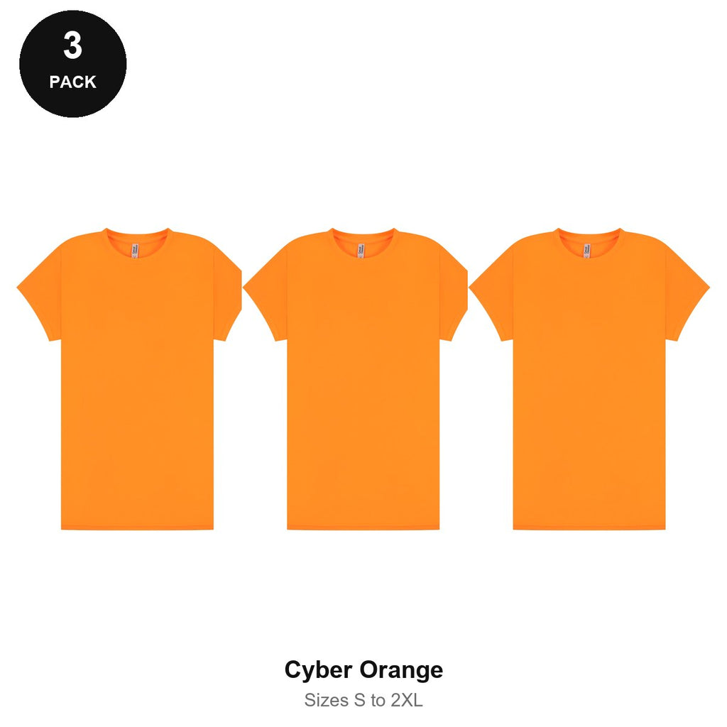 Ladies Gym Tech T-Shirts 3 Pack - 100% polyester 140gsm, Sizes S-2XL, Gym & Sports - Cyber Orange