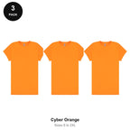 Ladies Gym Tech T-Shirts 3 Pack - 100% polyester 140gsm, Sizes S-2XL, Gym & Sports - Cyber Orange