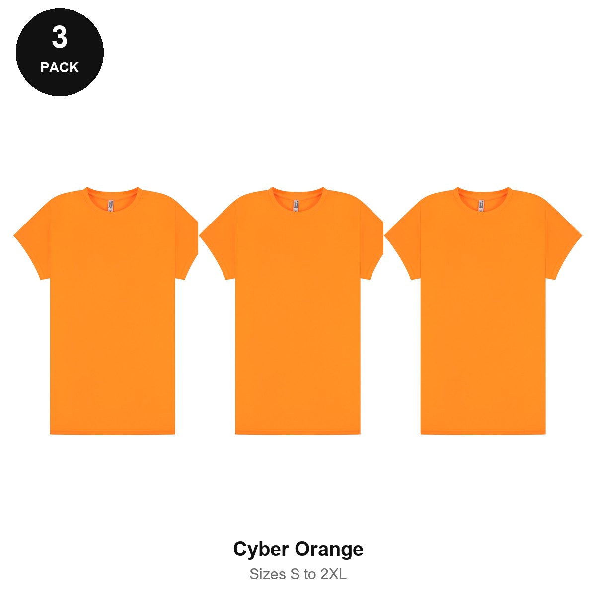 Ladies Gym Tech T-Shirts 3 Pack - 100% polyester 140gsm, Sizes S-2XL, Gym & Sports - Cyber Orange