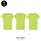 Ladies Gym Tech T-Shirts 3 Pack - 100% polyester 140gsm, Sizes S-2XL, Gym & Sports - Cyber Yellow