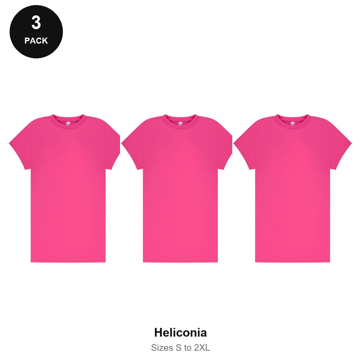 Ladies Gym Tech T-Shirts 3 Pack - 100% polyester 140gsm, Sizes S-2XL, Gym & Sports - Heliconia