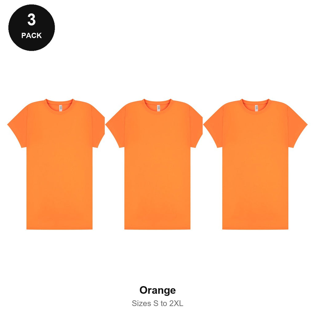 Ladies Gym Tech T-Shirts 3 Pack - 100% polyester 140gsm, Sizes S-2XL, Gym & Sports - Orange