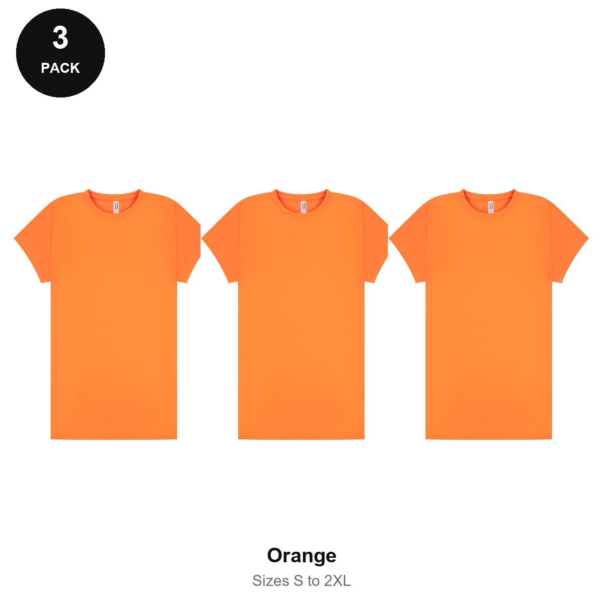Ladies Gym Tech T-Shirts 3 Pack - 100% polyester 140gsm, Sizes S-2XL, Gym & Sports - Orange