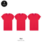 Ladies Gym Tech T-Shirts 3 Pack - 100% polyester 140gsm, Sizes S-2XL, Gym & Sports - Red