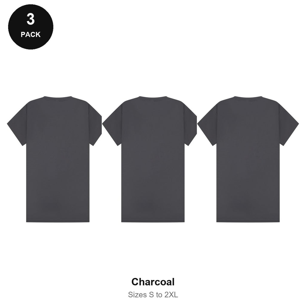 Ladies Gym Tech T-Shirts 3 Pack - 100% polyester 140gsm, Sizes S-2XL, Gym & Sports - Charcoal