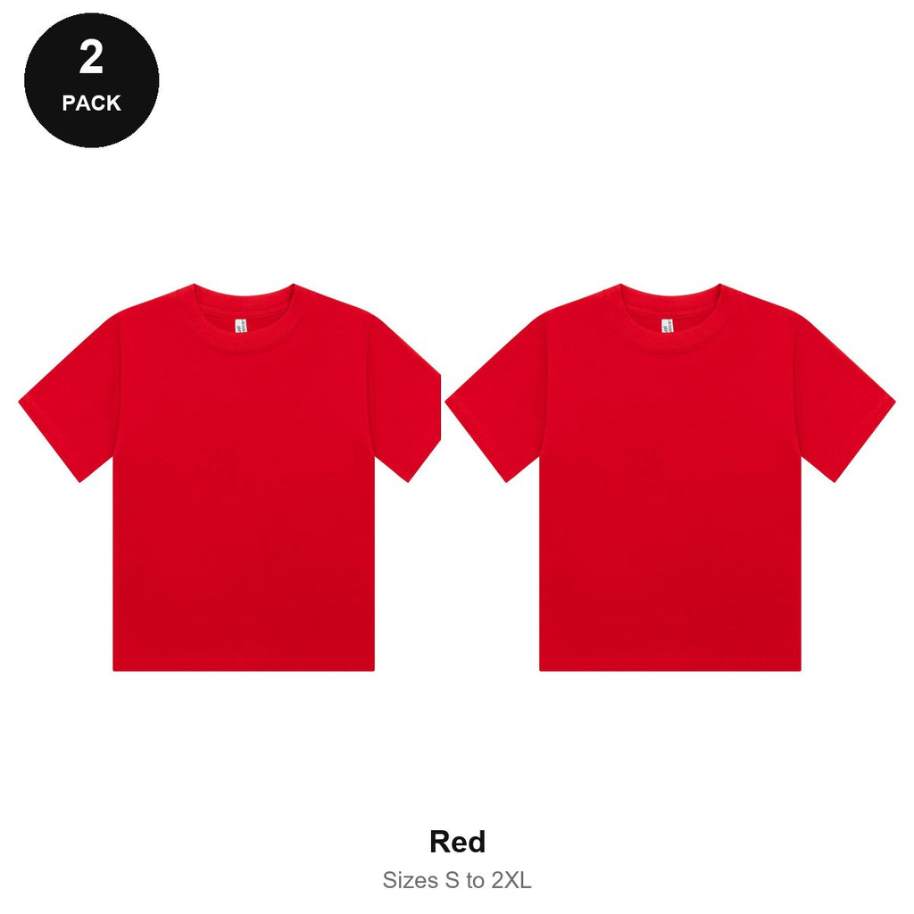 Ladies Cropped Baby Tees 2 Pack - 100% combed cotton 220gsm, Sizes S-2XL - Red