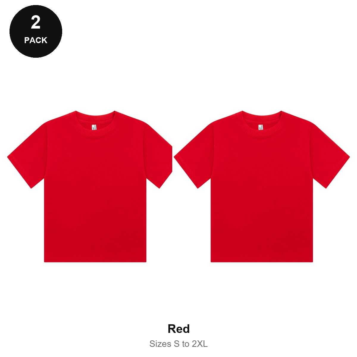 Ladies Cropped Baby Tees 2 Pack - 100% combed cotton 220gsm, Sizes S-2XL - Red