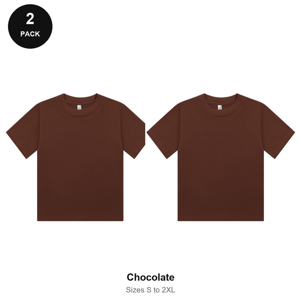 Ladies Cropped Baby Tees 2 Pack - 100% combed cotton 220gsm, Sizes S-2XL - Chocolate