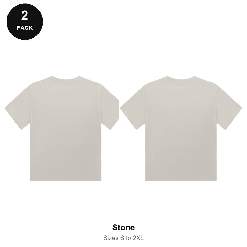 Ladies Cropped Baby Tees 2 Pack - 100% combed cotton 220gsm, Sizes S-2XL - Stone