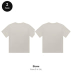 Ladies Cropped Baby Tees 2 Pack - 100% combed cotton 220gsm, Sizes S-2XL - Stone