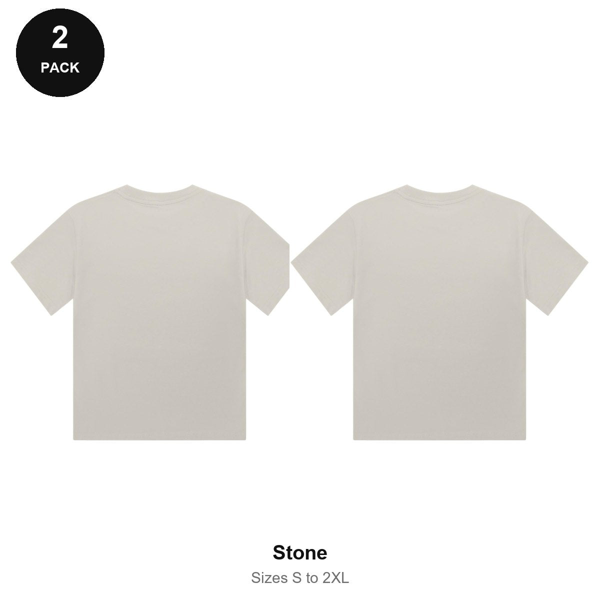 Ladies Cropped Baby Tees 2 Pack - 100% combed cotton 220gsm, Sizes S-2XL - Stone