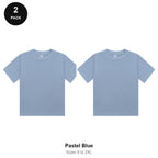Ladies Cropped Baby Tees 2 Pack - 100% combed cotton 220gsm, Sizes S-2XL - Pastel Blue