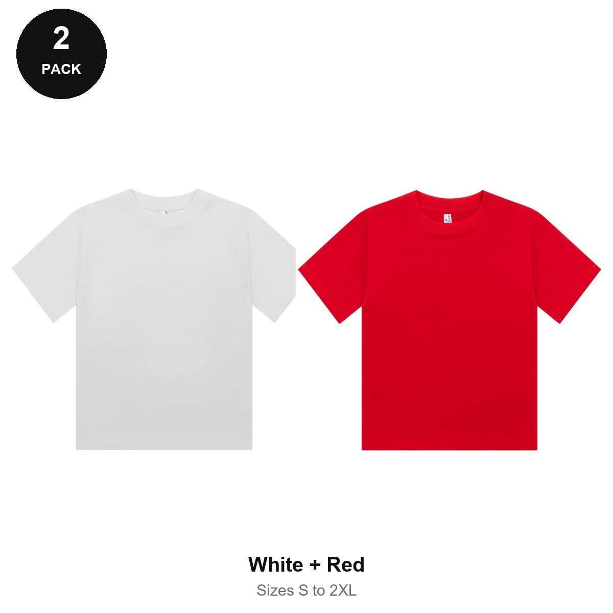 Ladies Cropped Baby Tees 2 Pack - 100% combed cotton 220gsm, Sizes S-2XL - White + Red