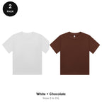 Ladies Cropped Baby Tees 2 Pack - 100% combed cotton 220gsm, Sizes S-2XL - White + Chocolate