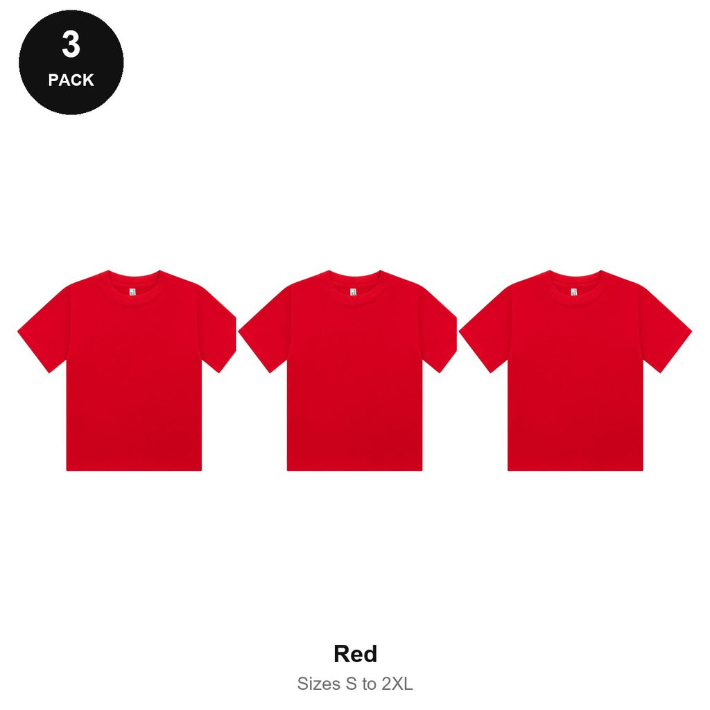 Ladies Cropped Baby Tees 3 Pack - 100% combed cotton 220gsm, Sizes S-2XL - Red