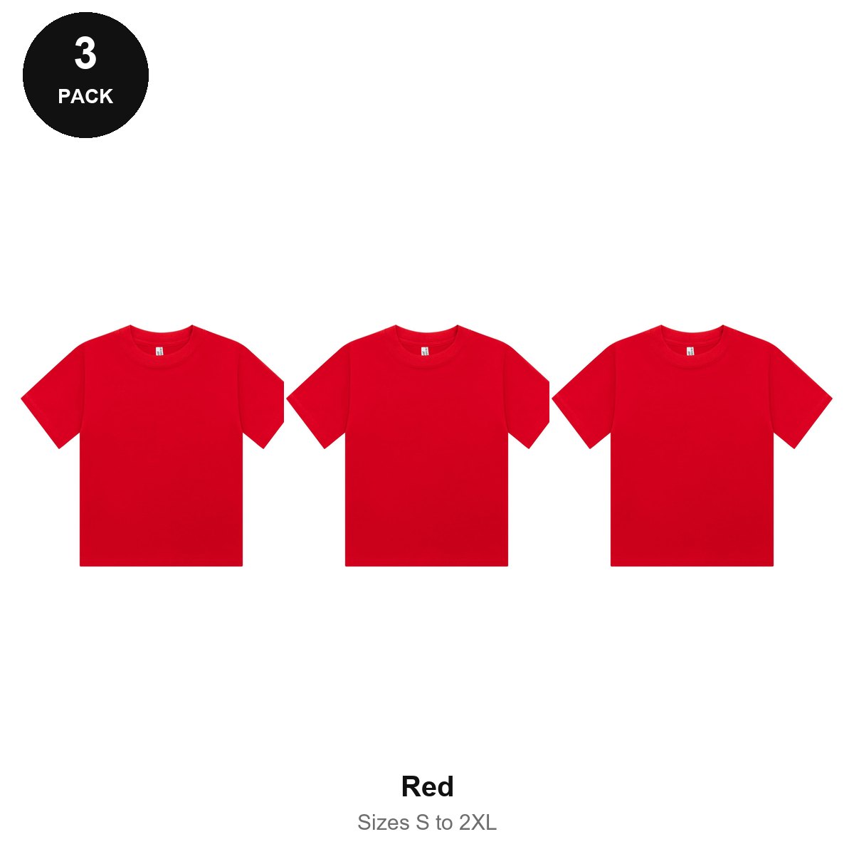 Ladies Cropped Baby Tees 3 Pack - 100% combed cotton 220gsm, Sizes S-2XL - Red