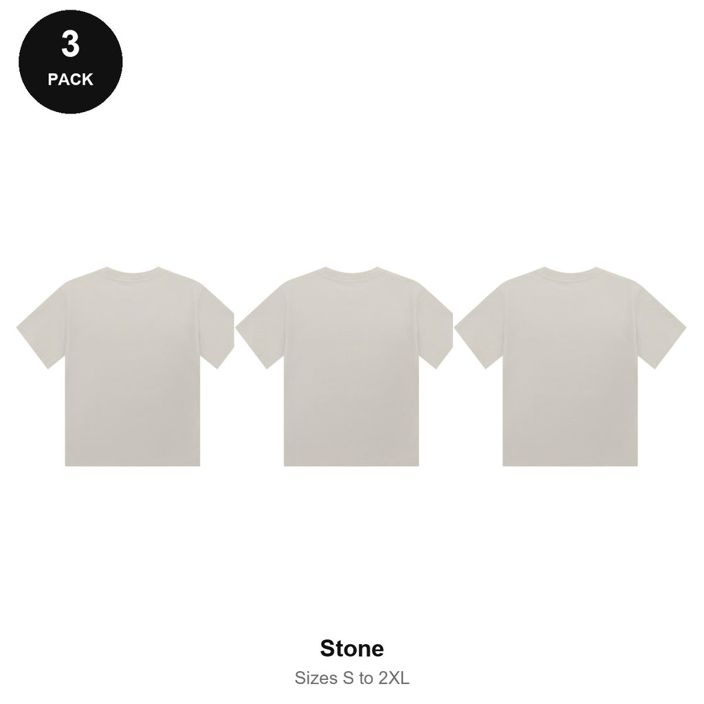 Ladies Cropped Baby Tees 3 Pack - 100% combed cotton 220gsm, Sizes S-2XL - Stone