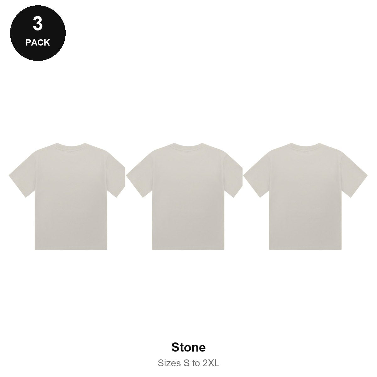 Ladies Cropped Baby Tees 3 Pack - 100% combed cotton 220gsm, Sizes S-2XL - Stone