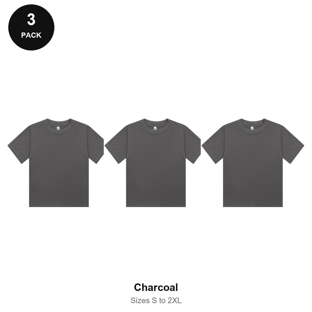 Ladies Cropped Baby Tees 3 Pack - 100% combed cotton 220gsm, Sizes S-2XL - Charcoal