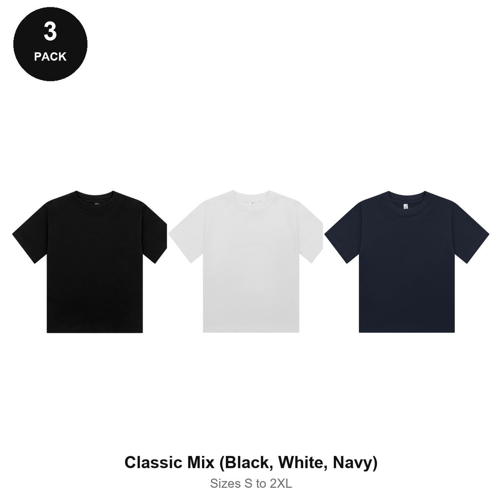 Ladies Cropped Baby Tees 3 Pack - 100% combed cotton 220gsm, Sizes S-2XL - Classic Mix (Black, White, Navy)