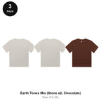 Ladies Cropped Baby Tees 3 Pack - 100% combed cotton 220gsm, Sizes S-2XL - Earth Tones Mix (Stone x2, Chocolate)