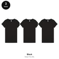 Ladies Plain T-Shirts 3 Pack - 100% ringspun cotton 150gsm, Sizes S-2XL - Black