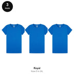 Ladies Plain T-Shirts 3 Pack - 100% ringspun cotton 150gsm, Sizes S-2XL - Royal