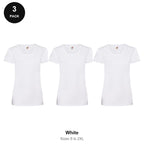 Ladies Fruit of the Loom Valueweight T-Shirts 3 Pack - 100% cotton 165gsm, Sizes S-2XL - White