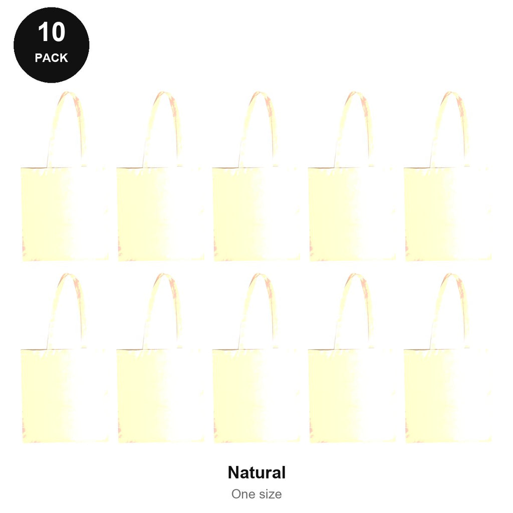 Cotton Shopper Tote Bags 10 Pack - 100% cotton 155gsm, One Size - Natural