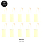 Cotton Shopper Tote Bags 10 Pack - 100% cotton 155gsm, One Size - Natural