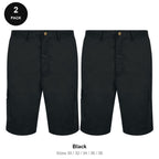 Work Cargo Shorts 2 Pack - 65% polyester / 35% cotton 245gsm, Waist 30-38, Workwear - Black