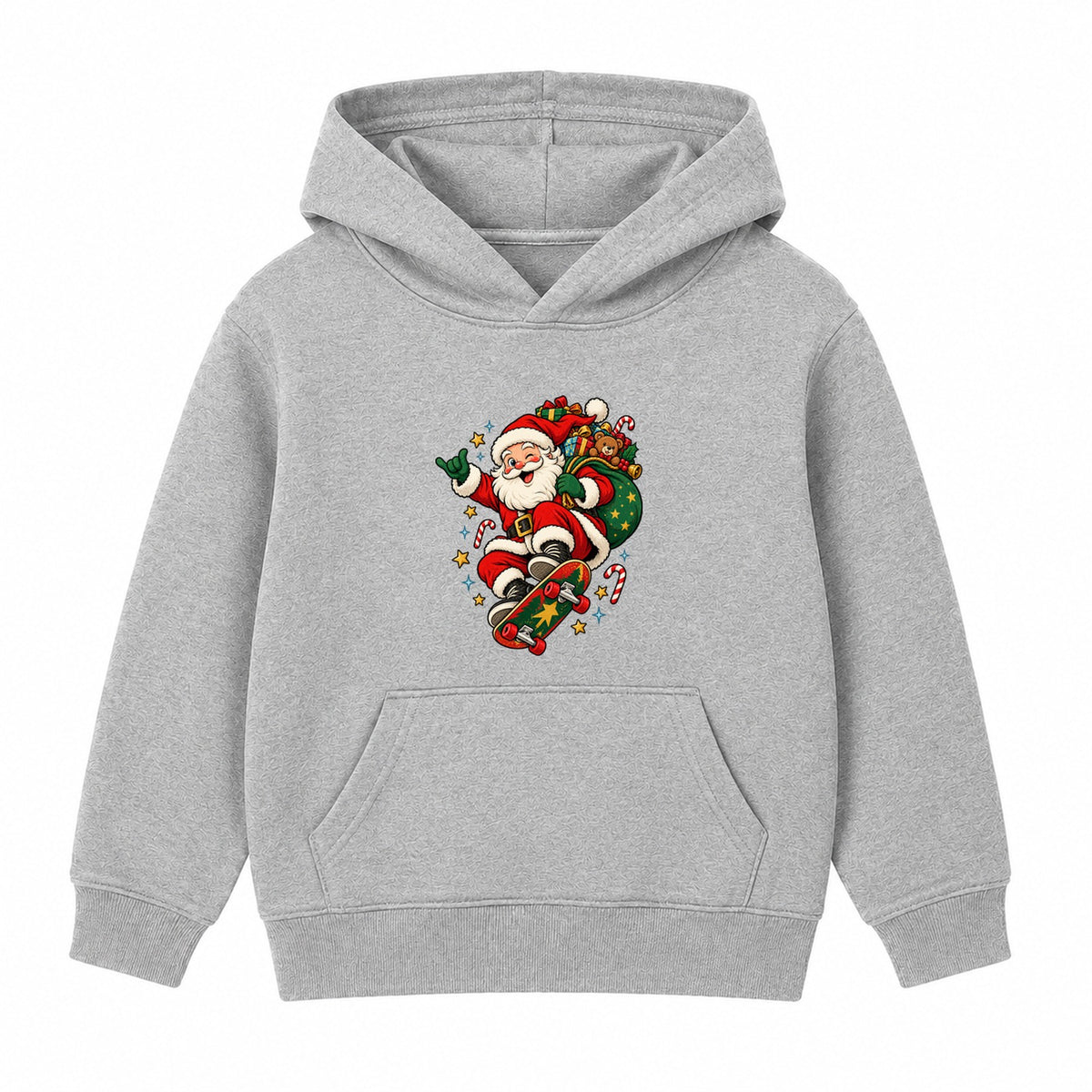 Skateboarding Santa kids Christmas hoodie - Heather Grey