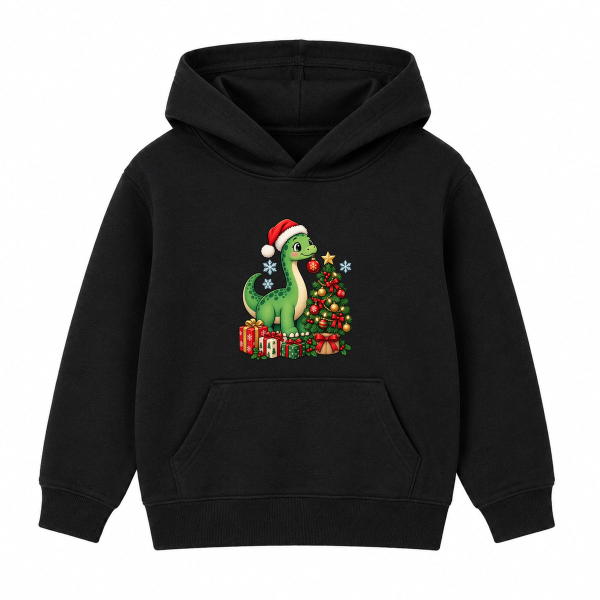Dino Decorator kids Christmas hoodie - Black