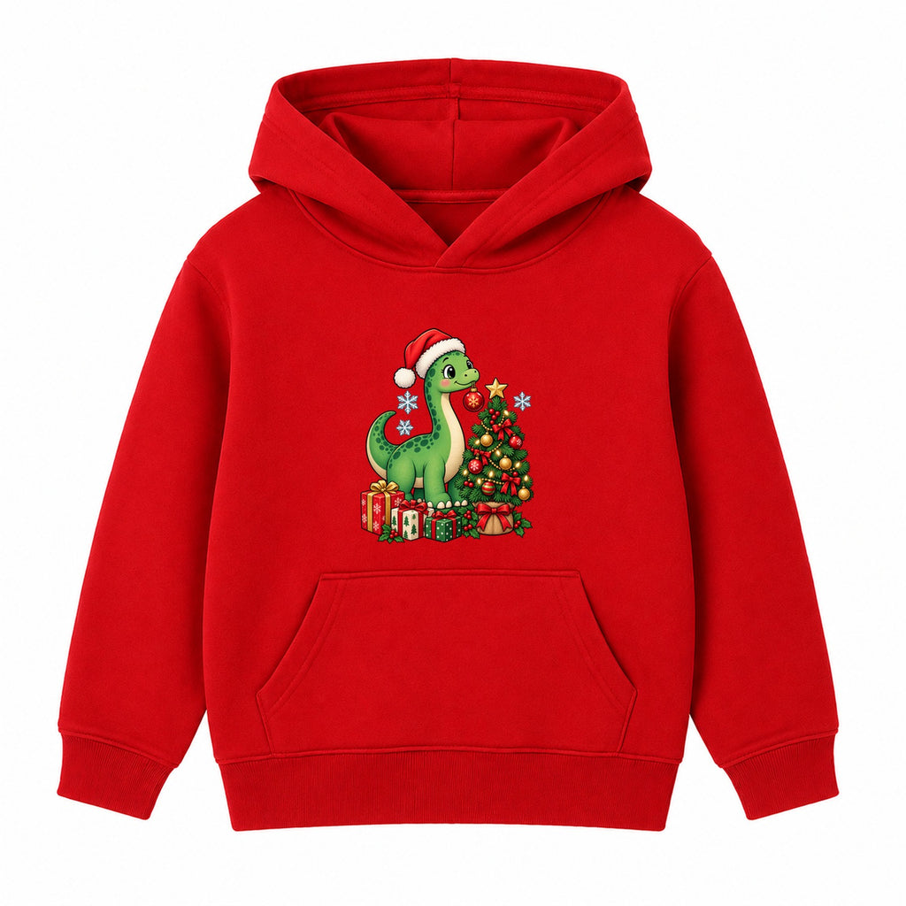 Dino Decorator kids Christmas hoodie - Red