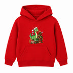 Dino Decorator kids Christmas hoodie - Red