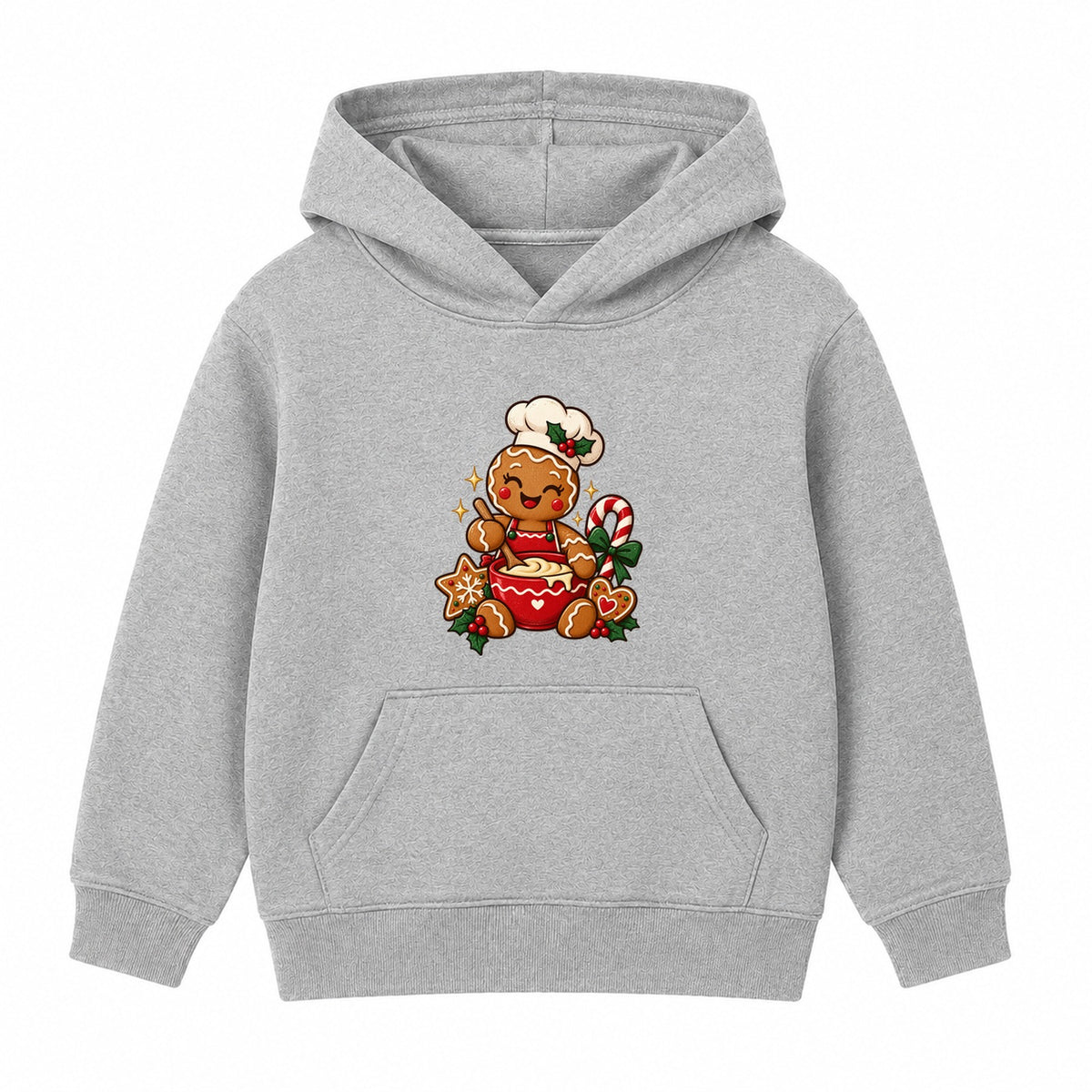 Gingerbread Baker kids Christmas hoodie - Heather Grey