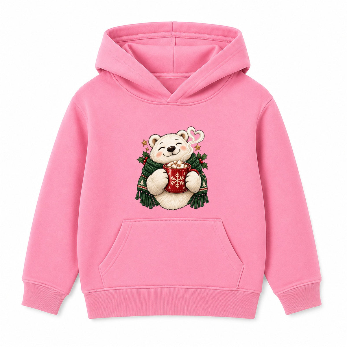Cocoa Polar Bear kids Christmas hoodie - Pink