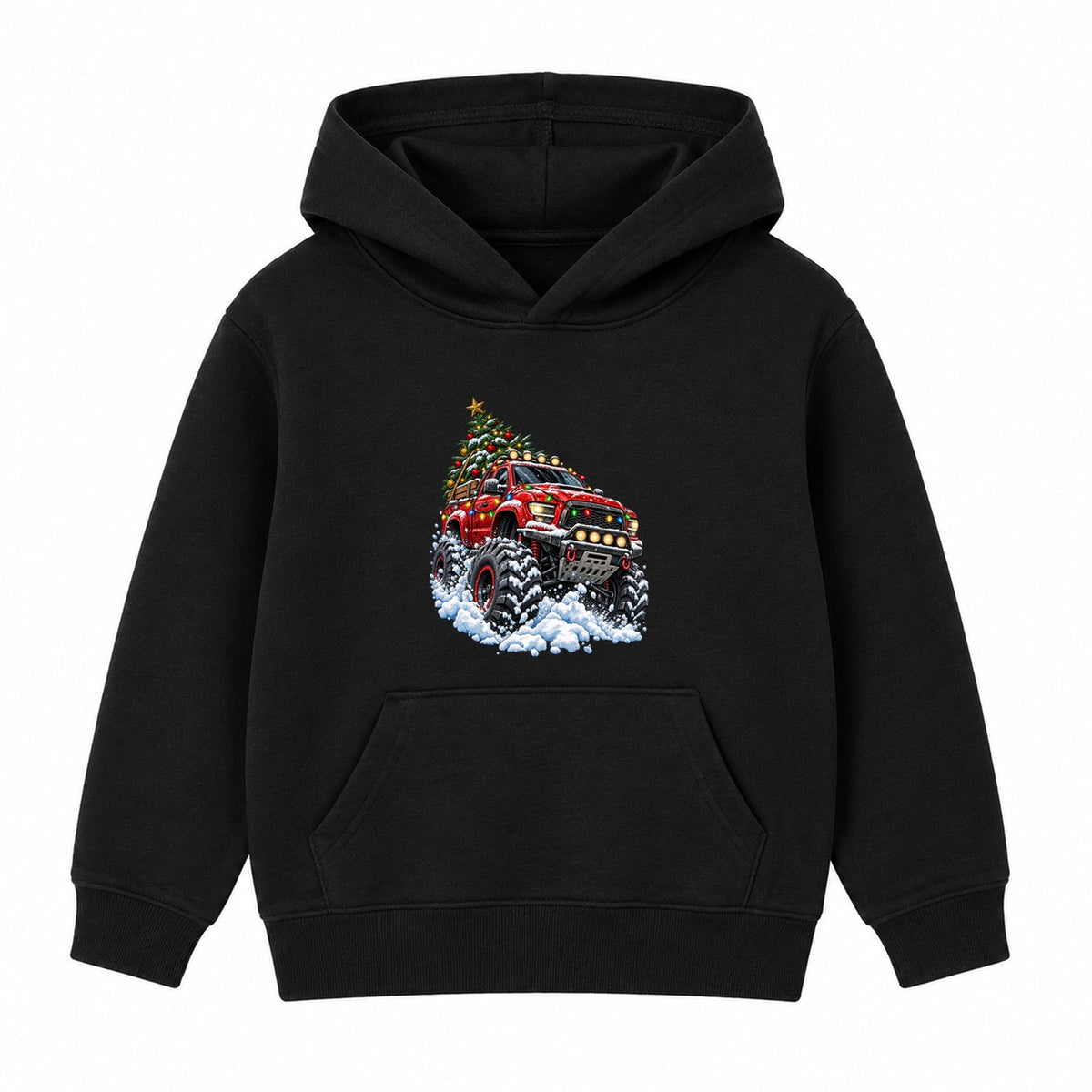 Christmas Monster Truck adult Christmas hoodie - Black