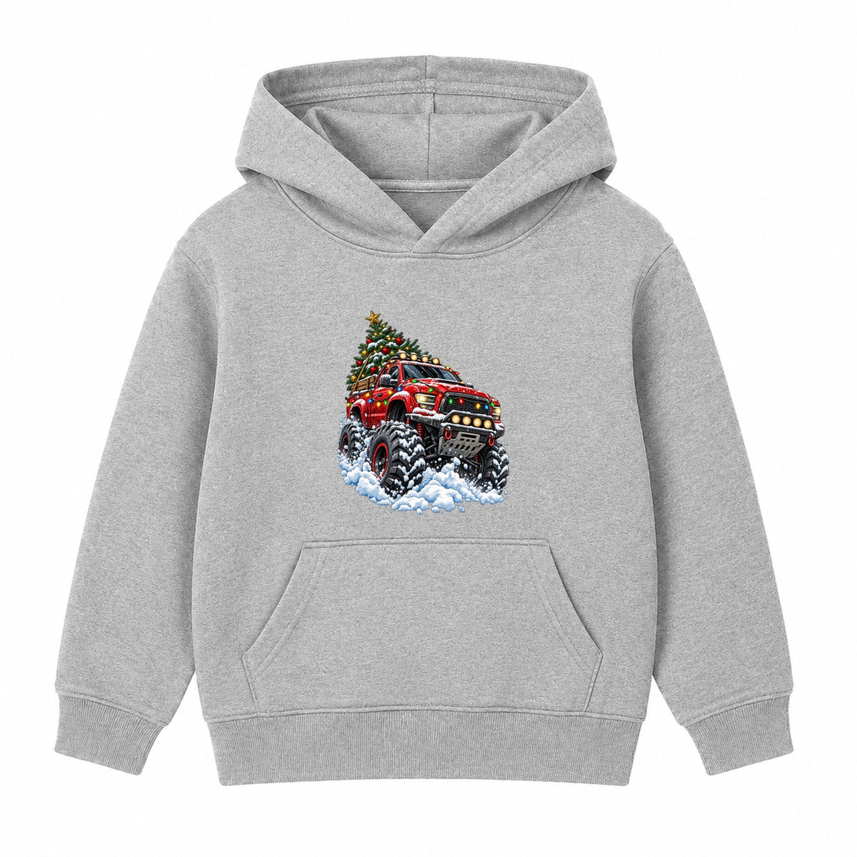 Christmas Monster Truck adult Christmas hoodie - Heather Grey