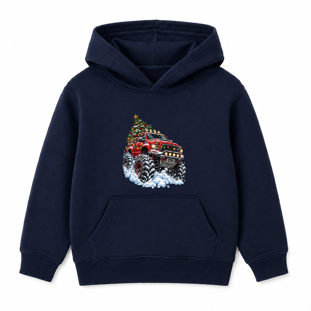 Christmas Monster Truck adult Christmas hoodie - Navy