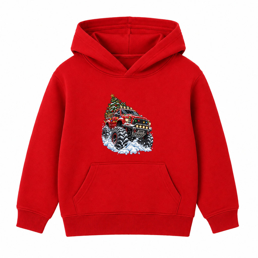 Christmas Monster Truck adult Christmas hoodie - Red