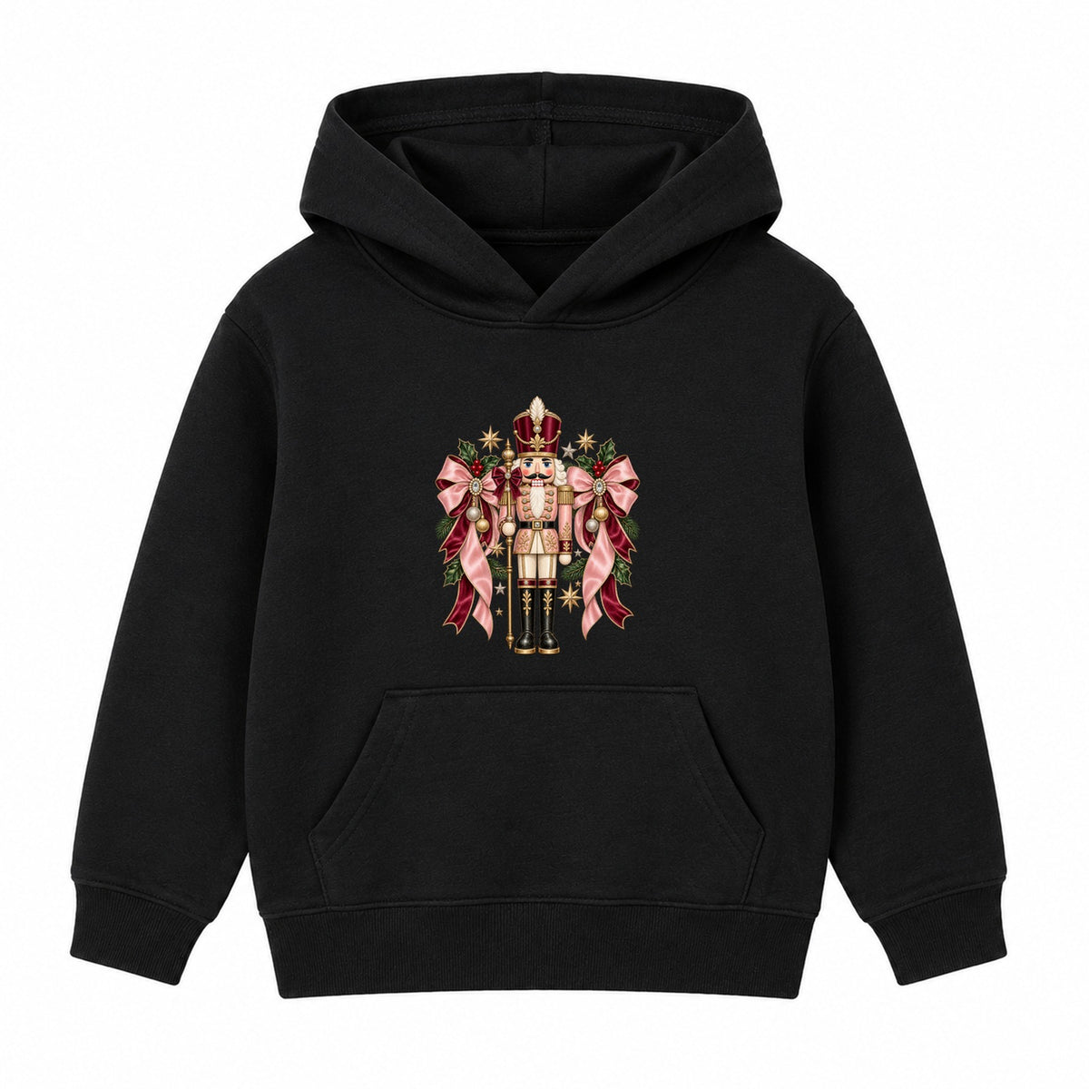 Pink Bow Nutcracker adult Christmas hoodie - Black