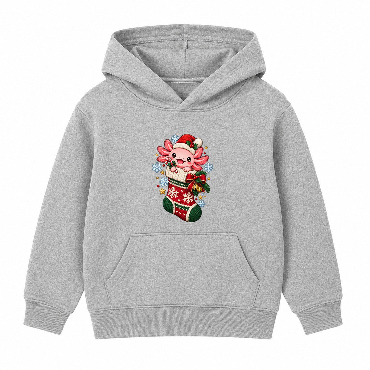 Axolotl Stocking kids Christmas hoodie - Heather Grey