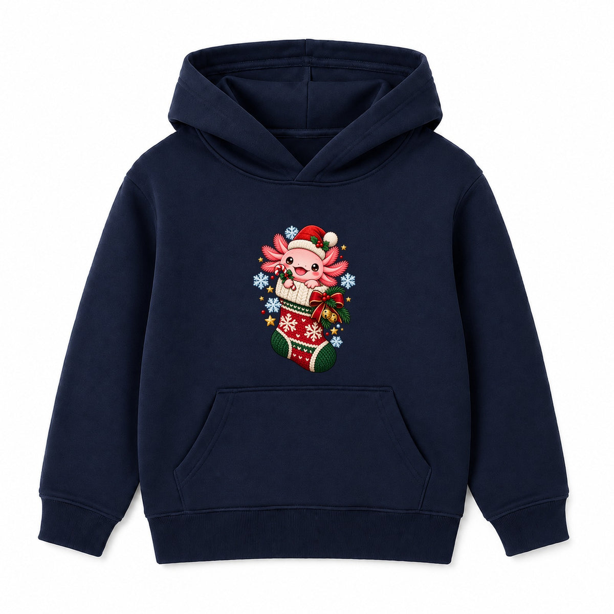 Axolotl Stocking kids Christmas hoodie - Navy