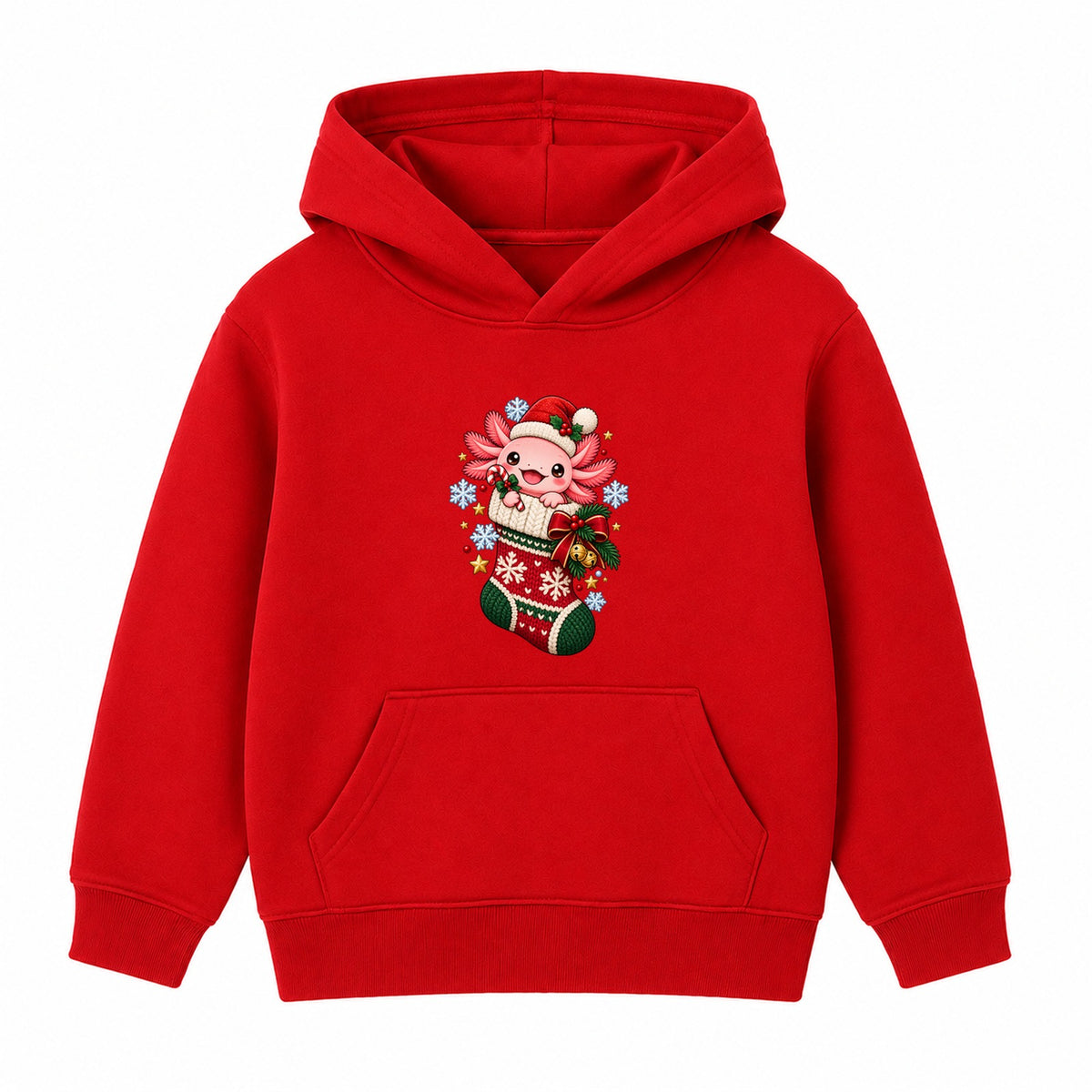 Axolotl Stocking kids Christmas hoodie - Red