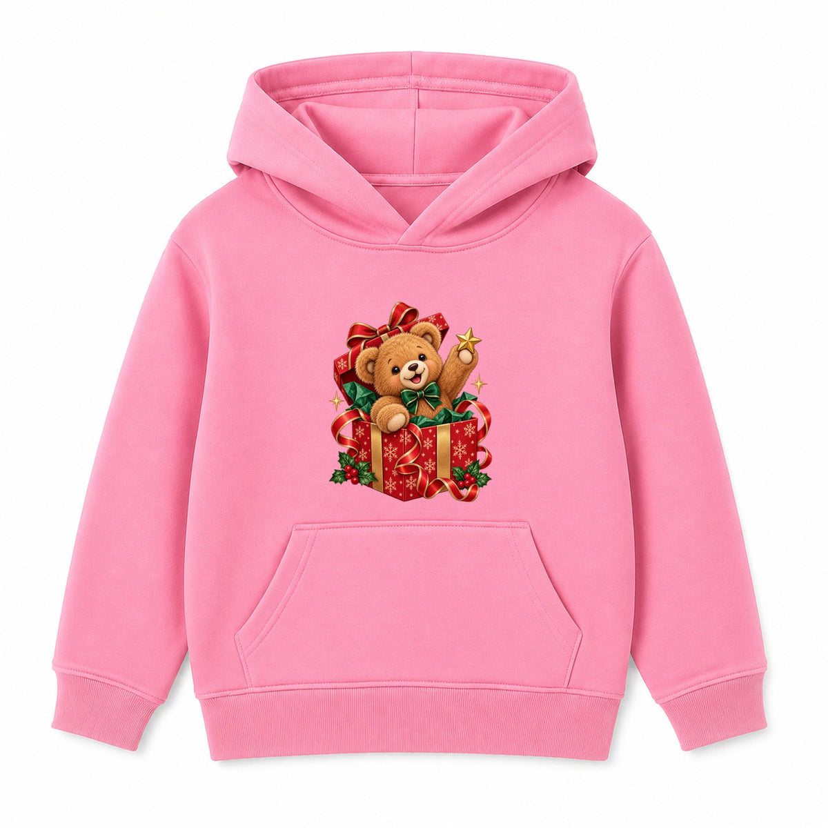 Teddy Bear Gift Box kids Christmas hoodie - Pink