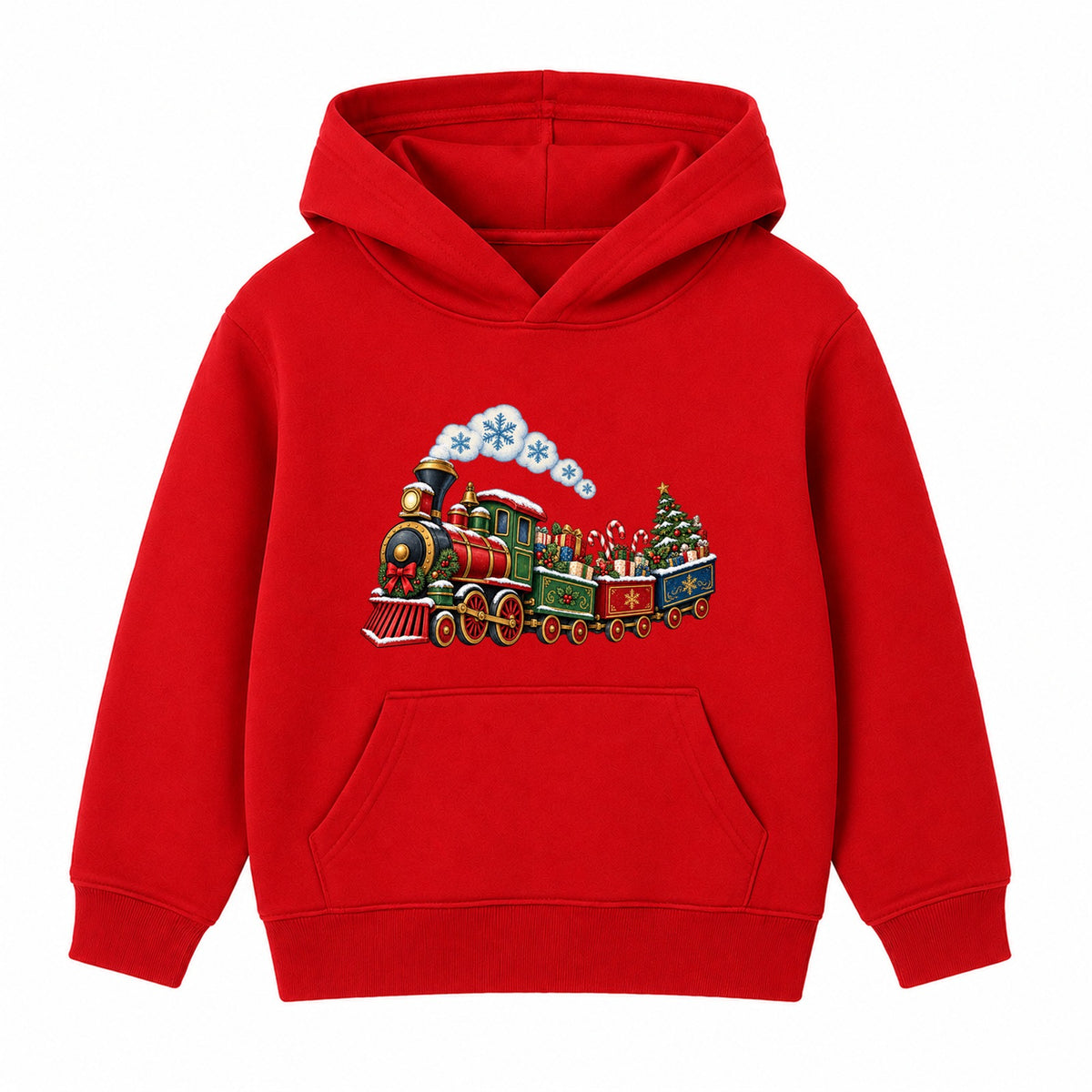 Vintage Christmas Train kids Christmas hoodie - Red