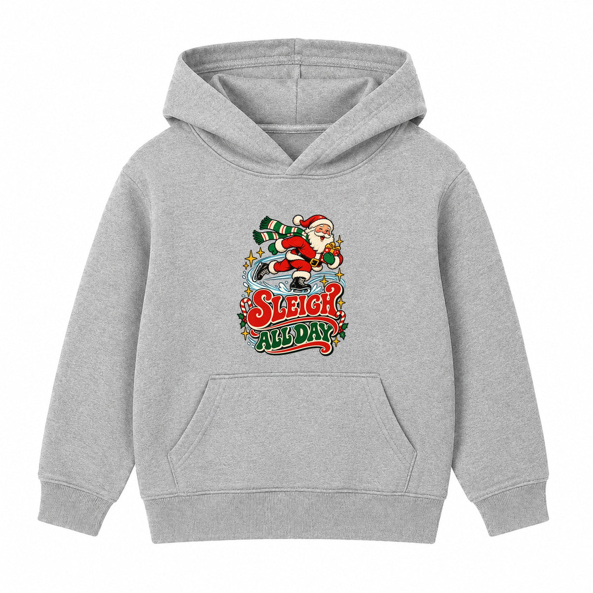 Sleigh All Day Skater adult Christmas hoodie - Heather Grey