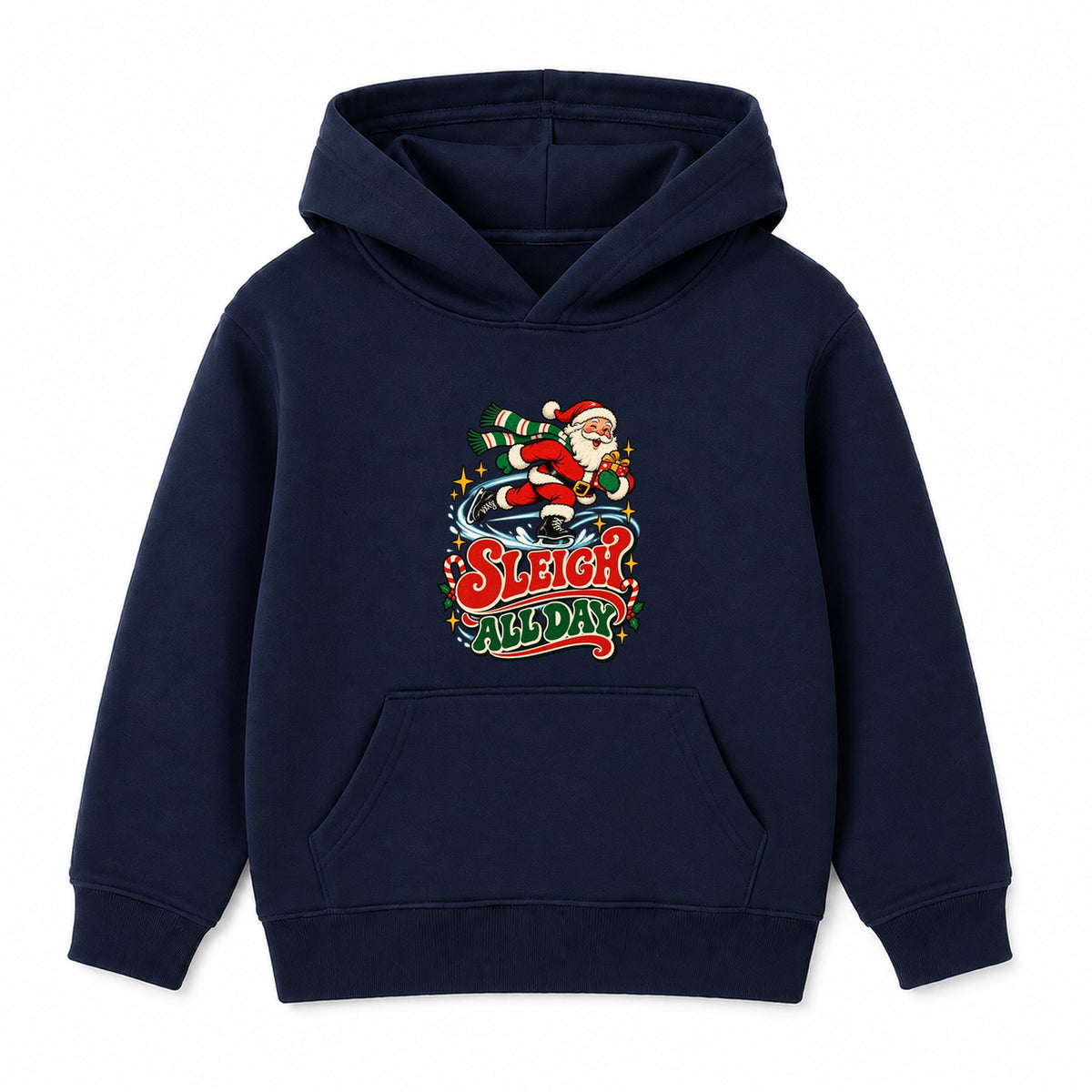 Sleigh All Day Skater adult Christmas hoodie - Navy